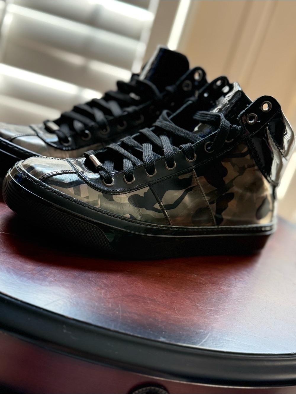 Jimmy Choo Black “Argyle” Camouflage High-Top Sneakers